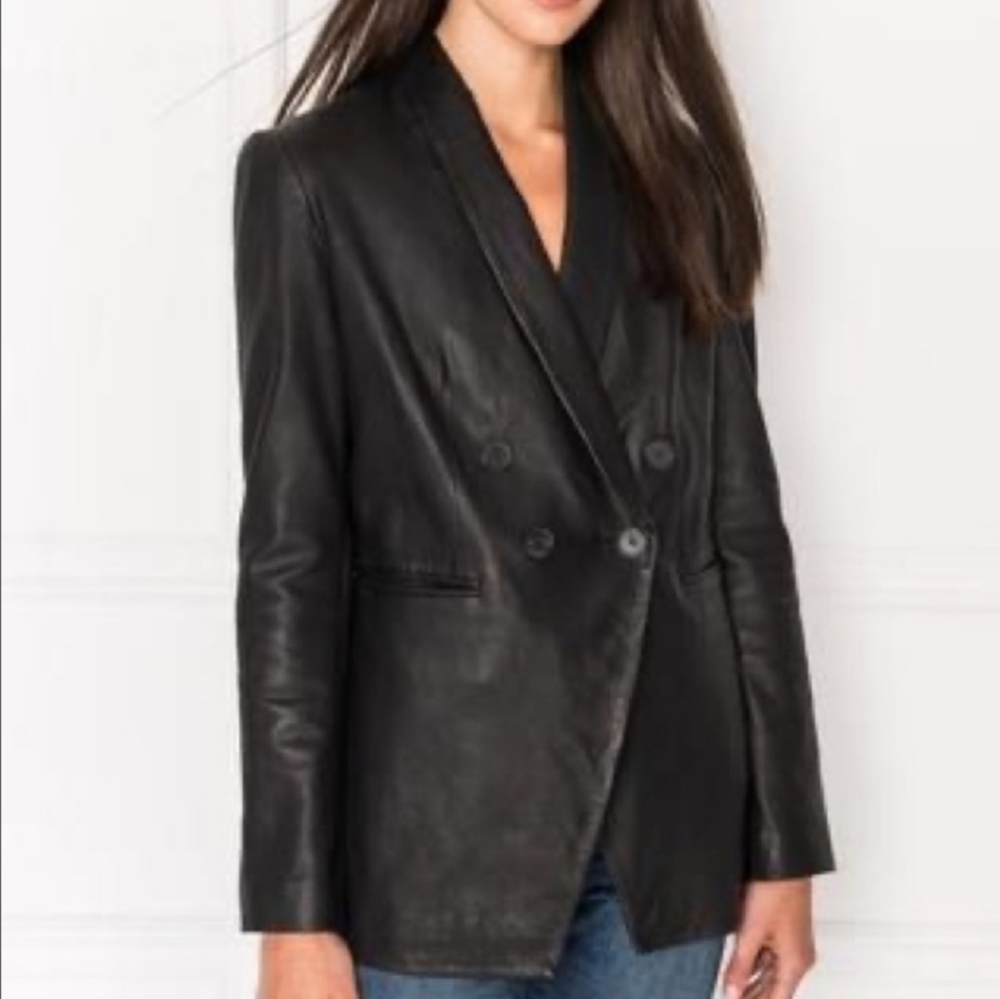 Lamarque Black Leather Blazer